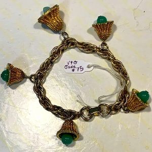 Vintage Fashion Jade Bell Charm Bracelet